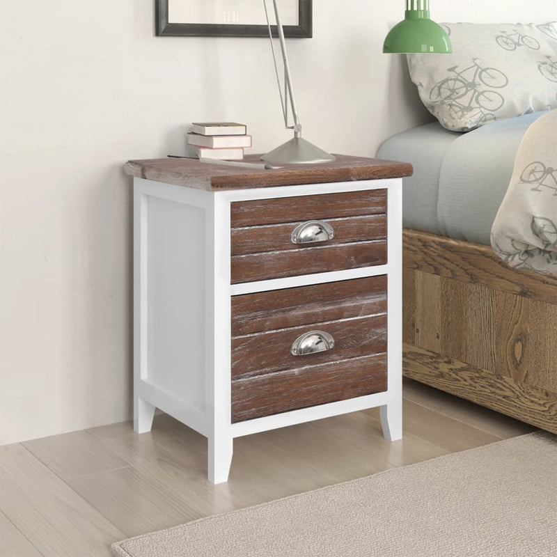 vidaXL Nightstand 2 pcs with 2 Drawers Brown and White