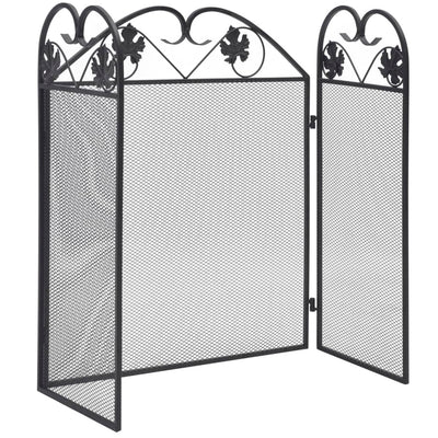 vidaXL 3-panel Fireplace Screen Iron Black