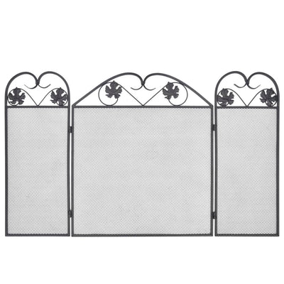 vidaXL 3-panel Fireplace Screen Iron Black