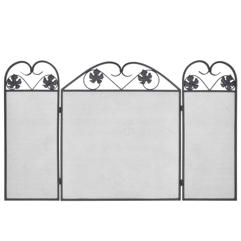 vidaXL 3-panel Fireplace Screen Iron Black