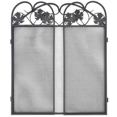vidaXL 3-panel Fireplace Screen Iron Black