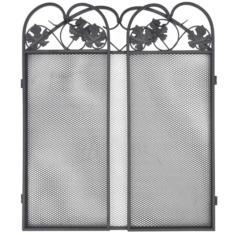vidaXL 3-panel Fireplace Screen Iron Black