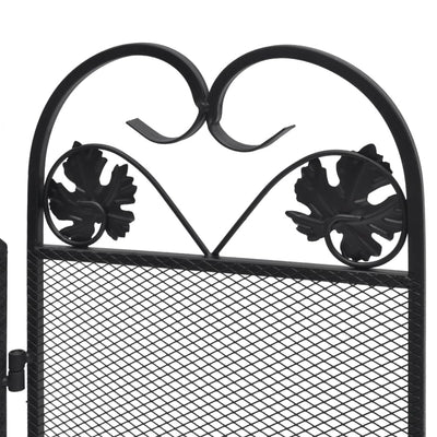 vidaXL 3-panel Fireplace Screen Iron Black