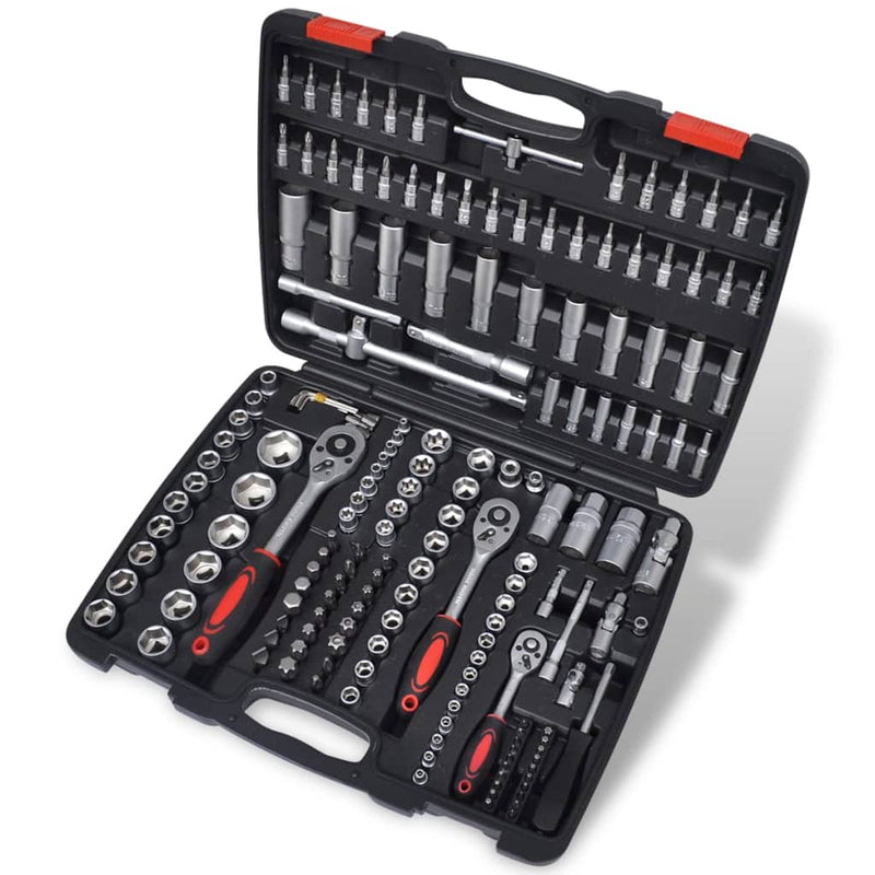 vidaXL 193 pcs 1/4" & 3/8" & 1/2" Drive Socket Bit Set with Quick Release Ratchet Tool Set