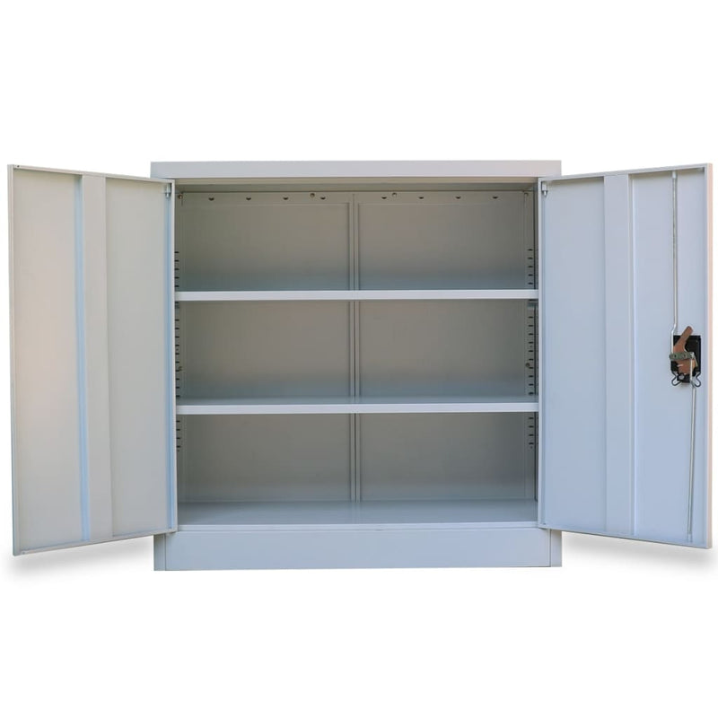 vidaXL Office Cabinet with 2 Doors Grey 90 cm Steel