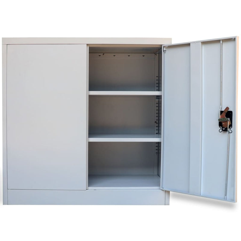 vidaXL Office Cabinet with 2 Doors Grey 90 cm Steel