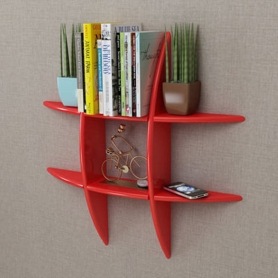Black MDF Floating Wall Display Shelf Book/DVD Storage