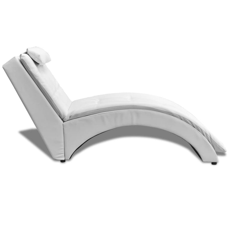 vidaXL Chaise Longue with Pillow Black Faux Leather