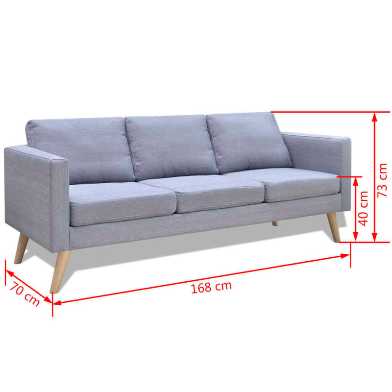 vidaXL Sofa 3-Seater Fabric Dark Grey