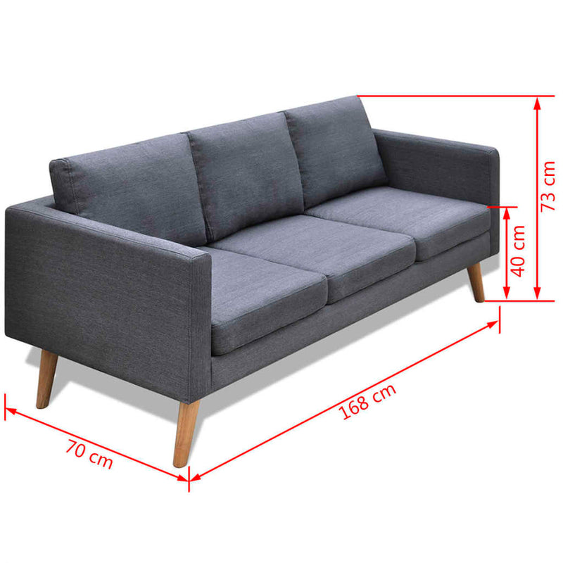 vidaXL Sofa 3-Seater Fabric Dark Grey