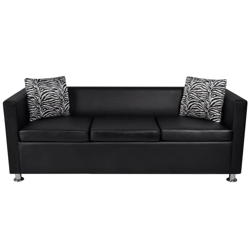 vidaXL Sofa 3-Seater Artificial Leather Black