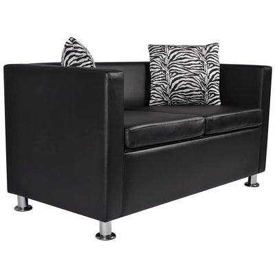 vidaXL Sofa 2-Seater Artificial Leather Black