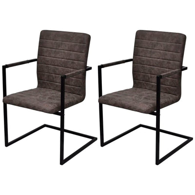 vidaXL Cantilever Dining Chairs 2 pcs Black Faux Leather