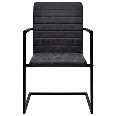 vidaXL Cantilever Dining Chairs 2 pcs Black Faux Leather