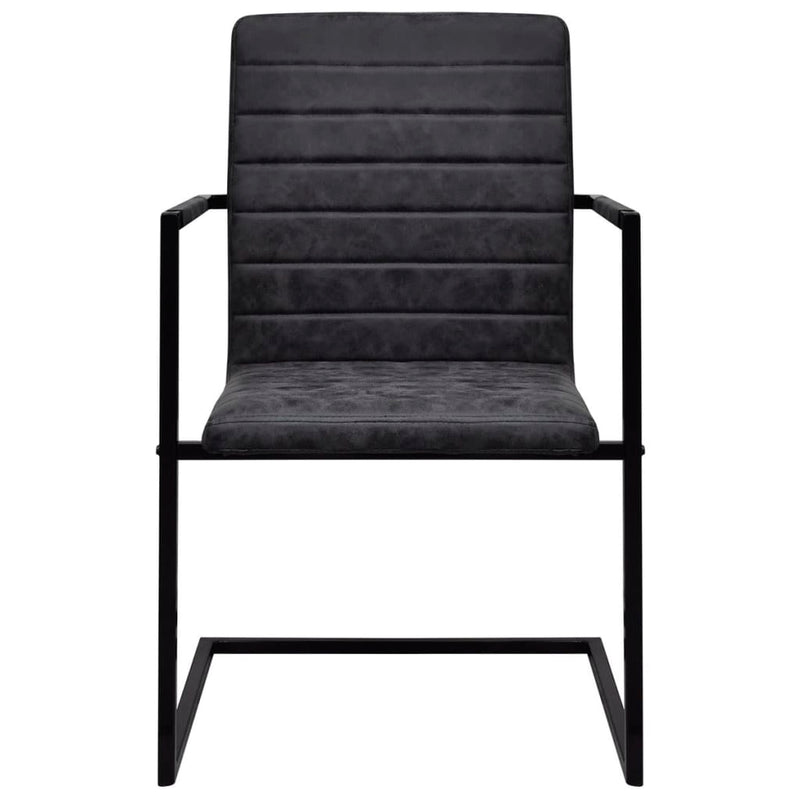 vidaXL Cantilever Dining Chairs 2 pcs Black Faux Leather