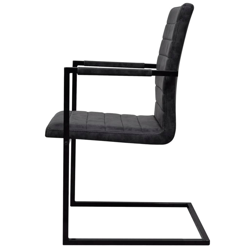 vidaXL Cantilever Dining Chairs 2 pcs Black Faux Leather