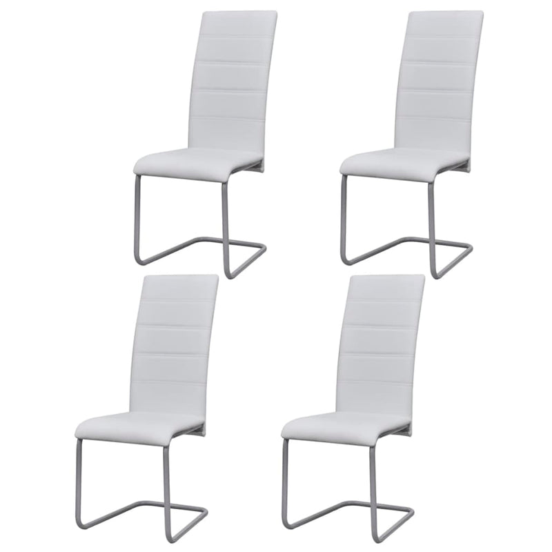 vidaXL Cantilever Dining Chairs 4 pcs Black Faux Leather