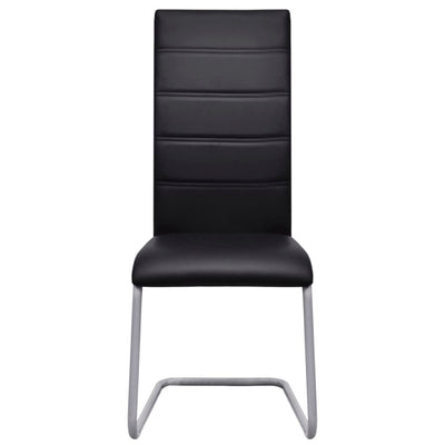 vidaXL Cantilever Dining Chairs 4 pcs Black Faux Leather