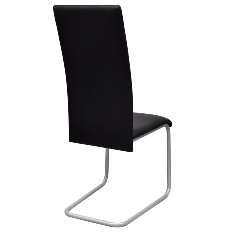 vidaXL Cantilever Dining Chairs 4 pcs Black Faux Leather