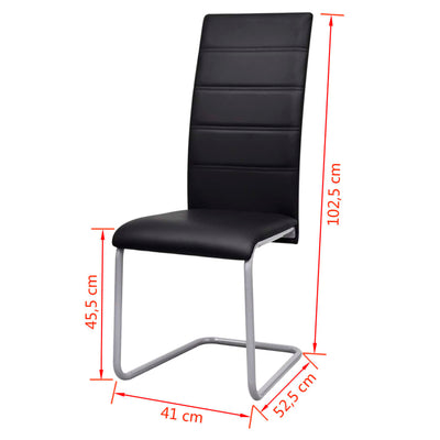 vidaXL Cantilever Dining Chairs 4 pcs Black Faux Leather