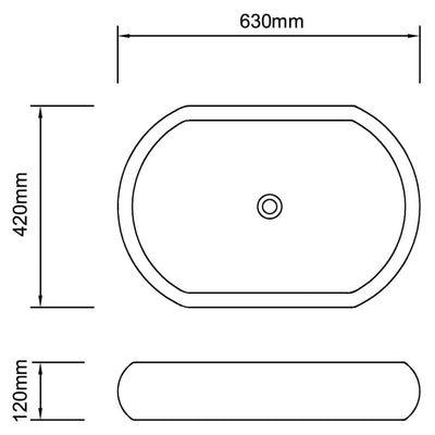 vidaXL Ceramic Bathroom Sink Basin Black Oval