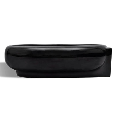 vidaXL Ceramic Bathroom Sink Basin Faucet/Overflow Hole Black Round