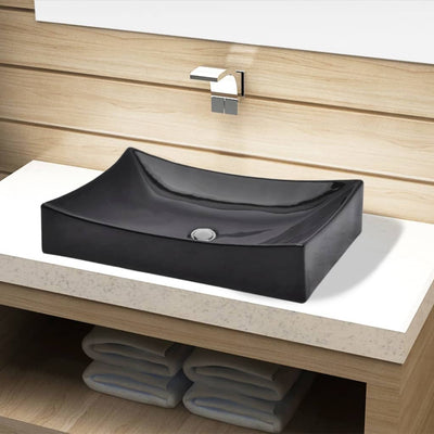 Ceramic Bathroom Sink Basin Black Round