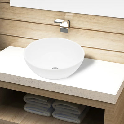 Ceramic Bathroom Sink Basin Black Round