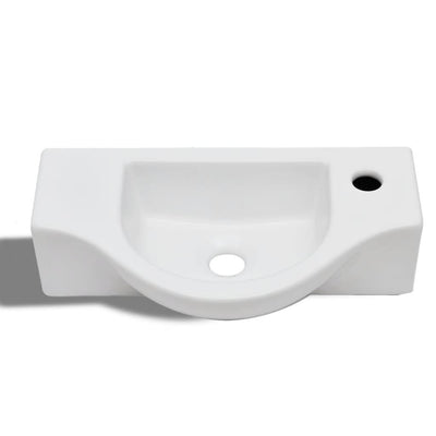 vidaXL Ceramic Bathroom Sink Basin with Faucet Hole White