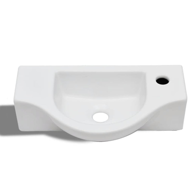 vidaXL Ceramic Bathroom Sink Basin with Faucet Hole White