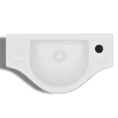 vidaXL Ceramic Bathroom Sink Basin with Faucet Hole White