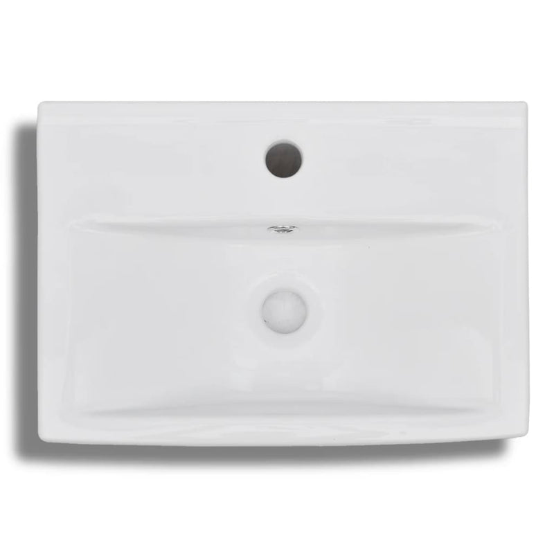 Ceramic Bathroom Sink Basin Faucet/Overflow Hole Black Rectangular