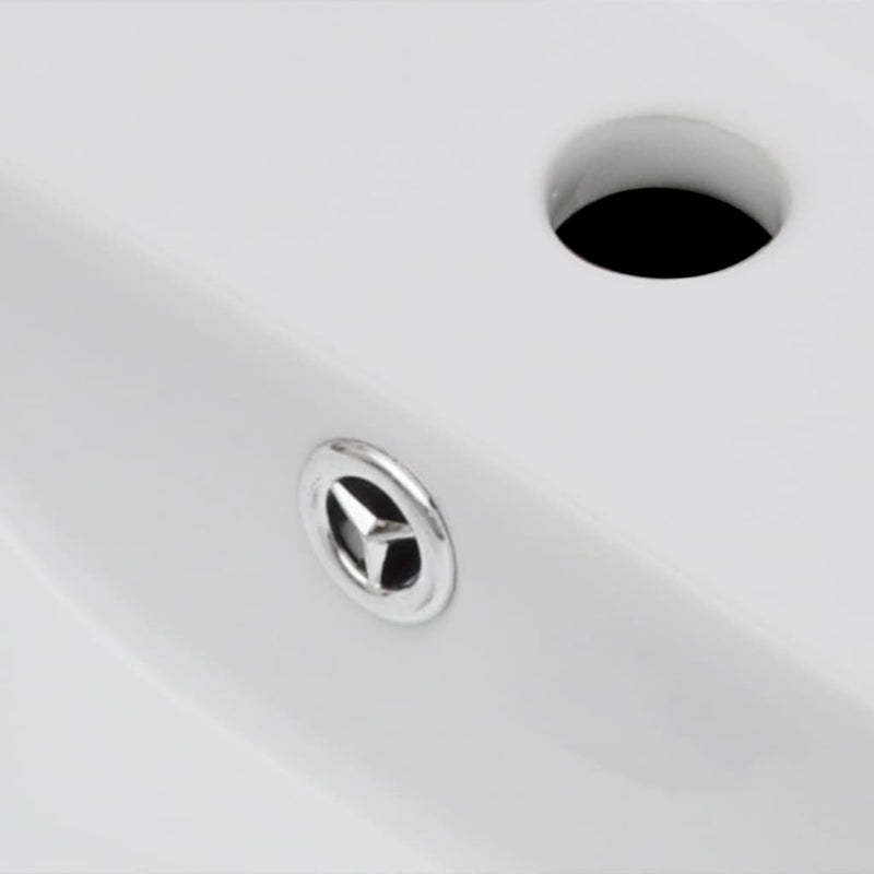 Ceramic Bathroom Sink Basin Faucet/Overflow Hole Black Rectangular