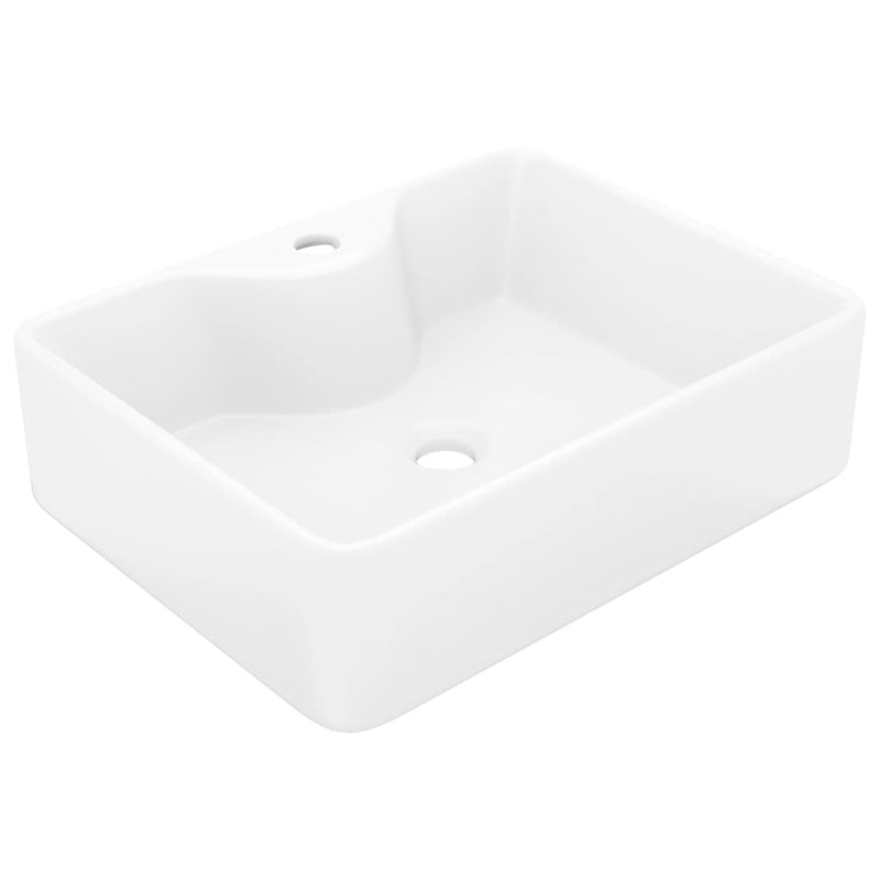 vidaXL Ceramic Bathroom Sink Basin with Faucet Hole White