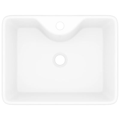 vidaXL Ceramic Bathroom Sink Basin with Faucet Hole White