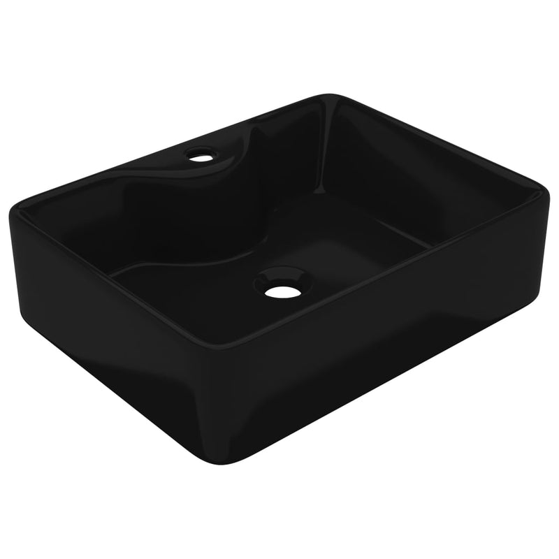 vidaXL Ceramic Bathroom Sink Basin with Faucet Hole White