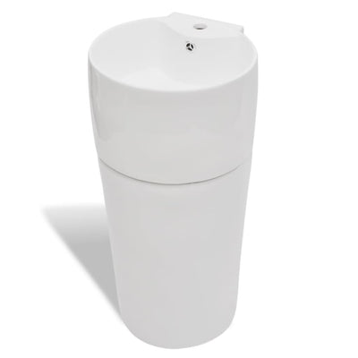Ceramic Stand Bathroom Sink Basin Faucet/Overflow Hole Black Round