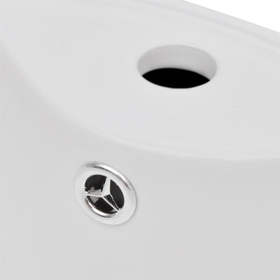 Ceramic Stand Bathroom Sink Basin Faucet/Overflow Hole Black Round