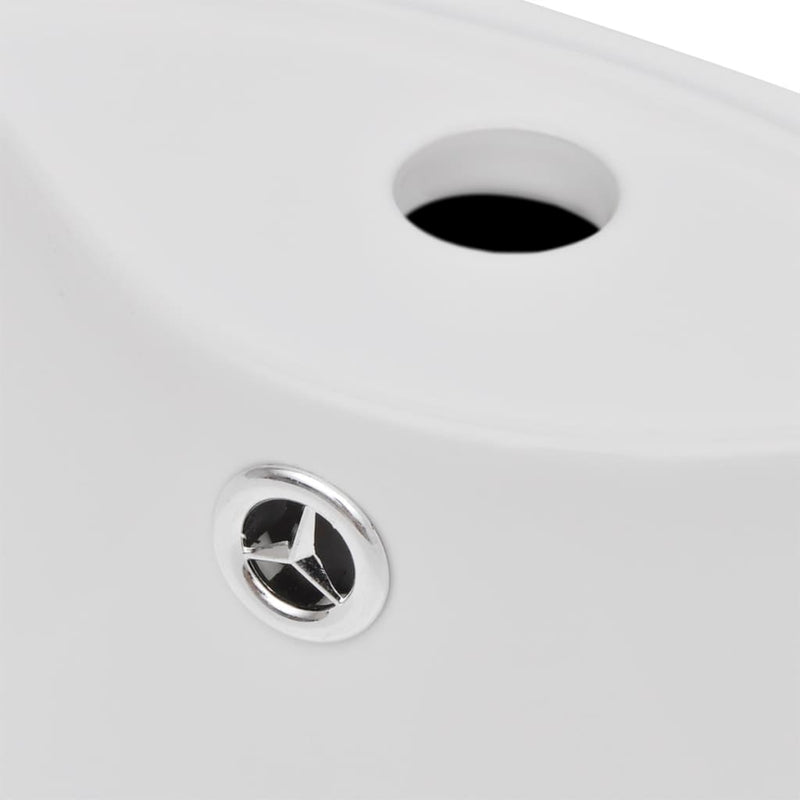 Ceramic Stand Bathroom Sink Basin Faucet/Overflow Hole Black Round
