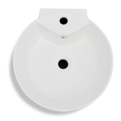 Ceramic Stand Bathroom Sink Basin Faucet/Overflow Hole Black Round