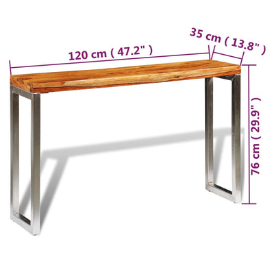 vidaXL Solid Sheesham Wood Console Table with Steel Leg