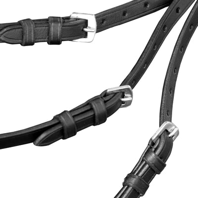 vidaXL Leather Flash Bridle with Reins and Bit Black Cob