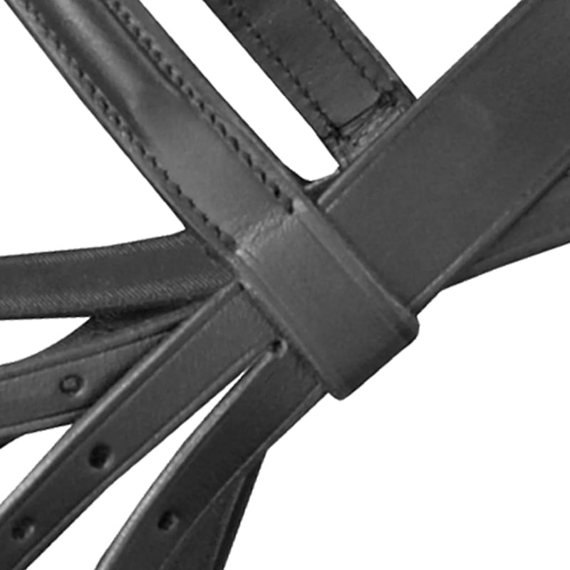 vidaXL Leather Flash Bridle with Reins and Bit Black Cob