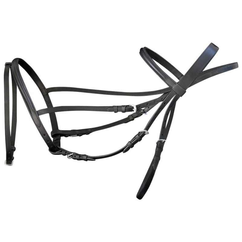 vidaXL Leather Flash Bridle with Reins and Bit Black Cob