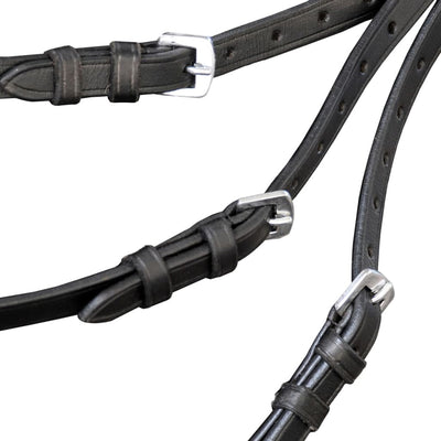 vidaXL Leather Flash Bridle with Reins and Bit Black Cob