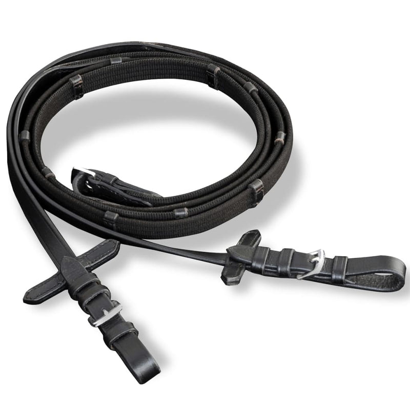 vidaXL Leather Flash Bridle with Reins and Bit Black Cob