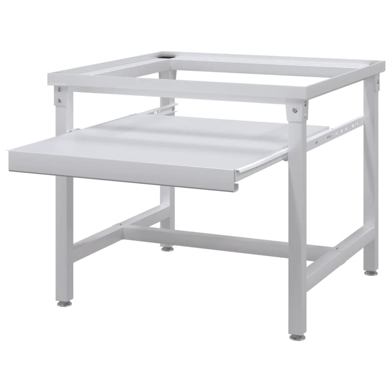 vidaXL Washing Machine Pedestal with Pull-Out Shelf White