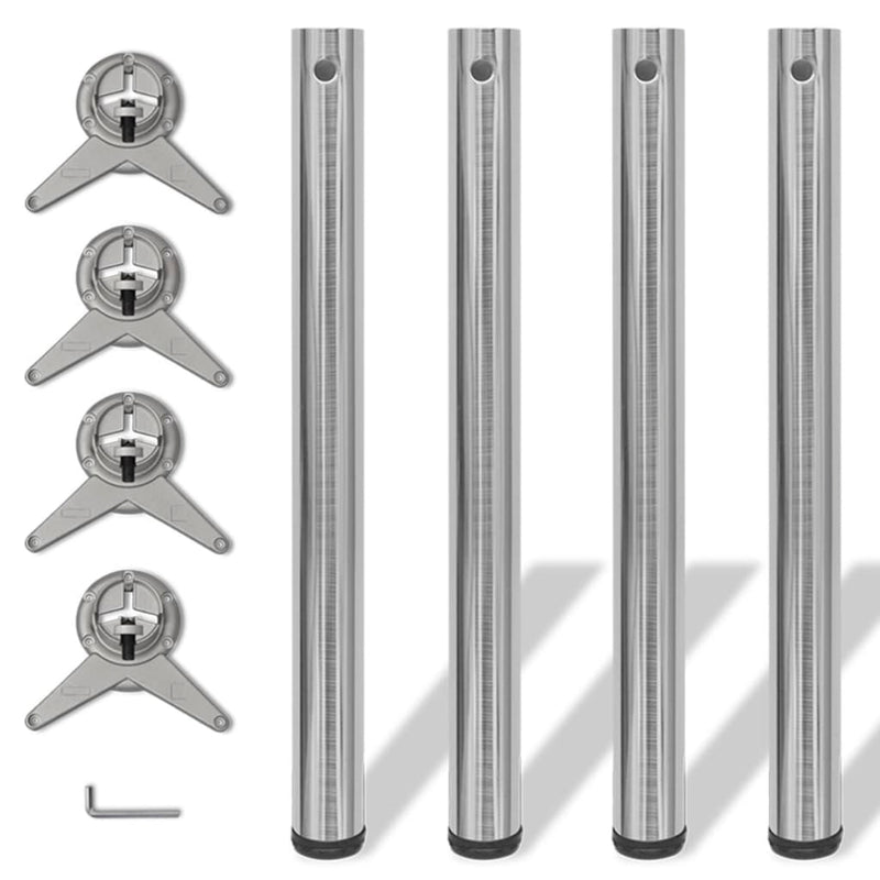 vidaXL 4 Height Adjustable Table Legs Brushed Nickel 710 mm
