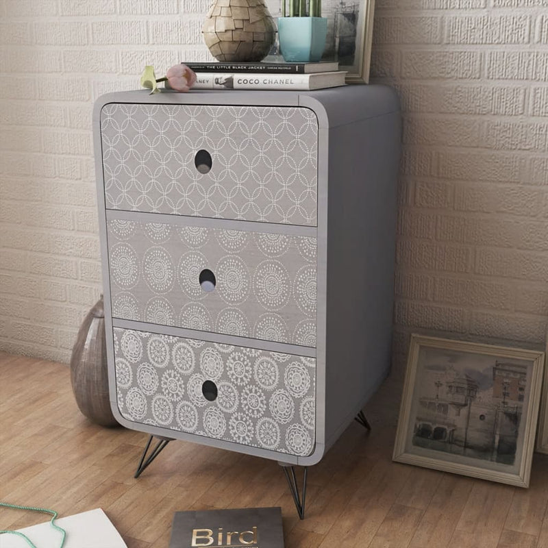 vidaXL Side Cabinet with 3 Drawers Grey