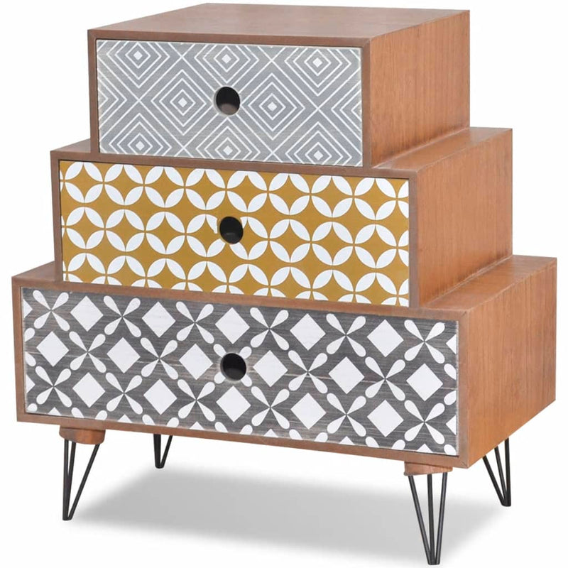 vidaXL Nightstand with 3 Drawers Brown